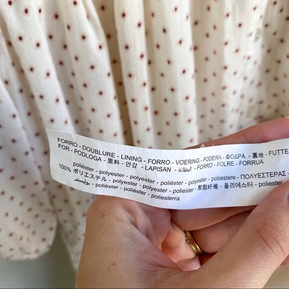 NWT‎ Zara Cream Polka Dot Babydoll Mini Dress - Picture 7 of 9